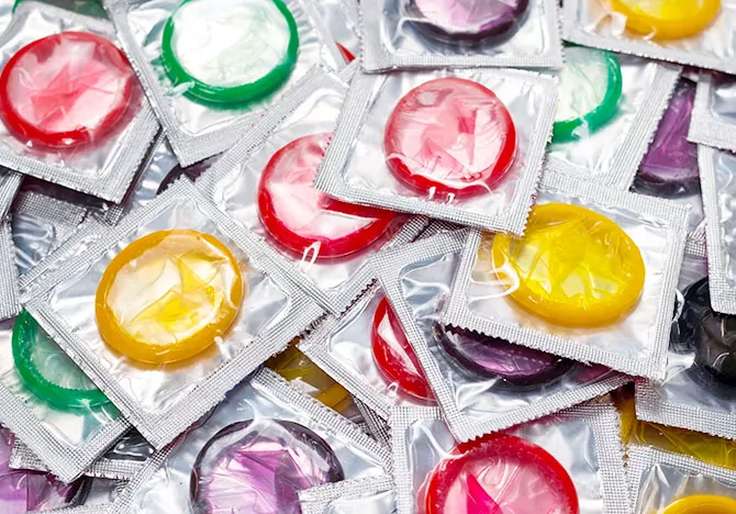 Colourful condoms